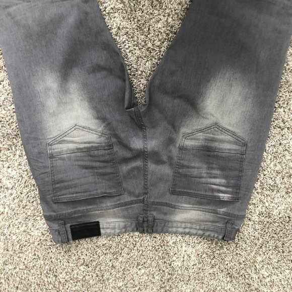 Smoke Rise Men's Black Fashion Distressed Rip Moto Denim Jean sz 40x32 - Picture 10 of 12